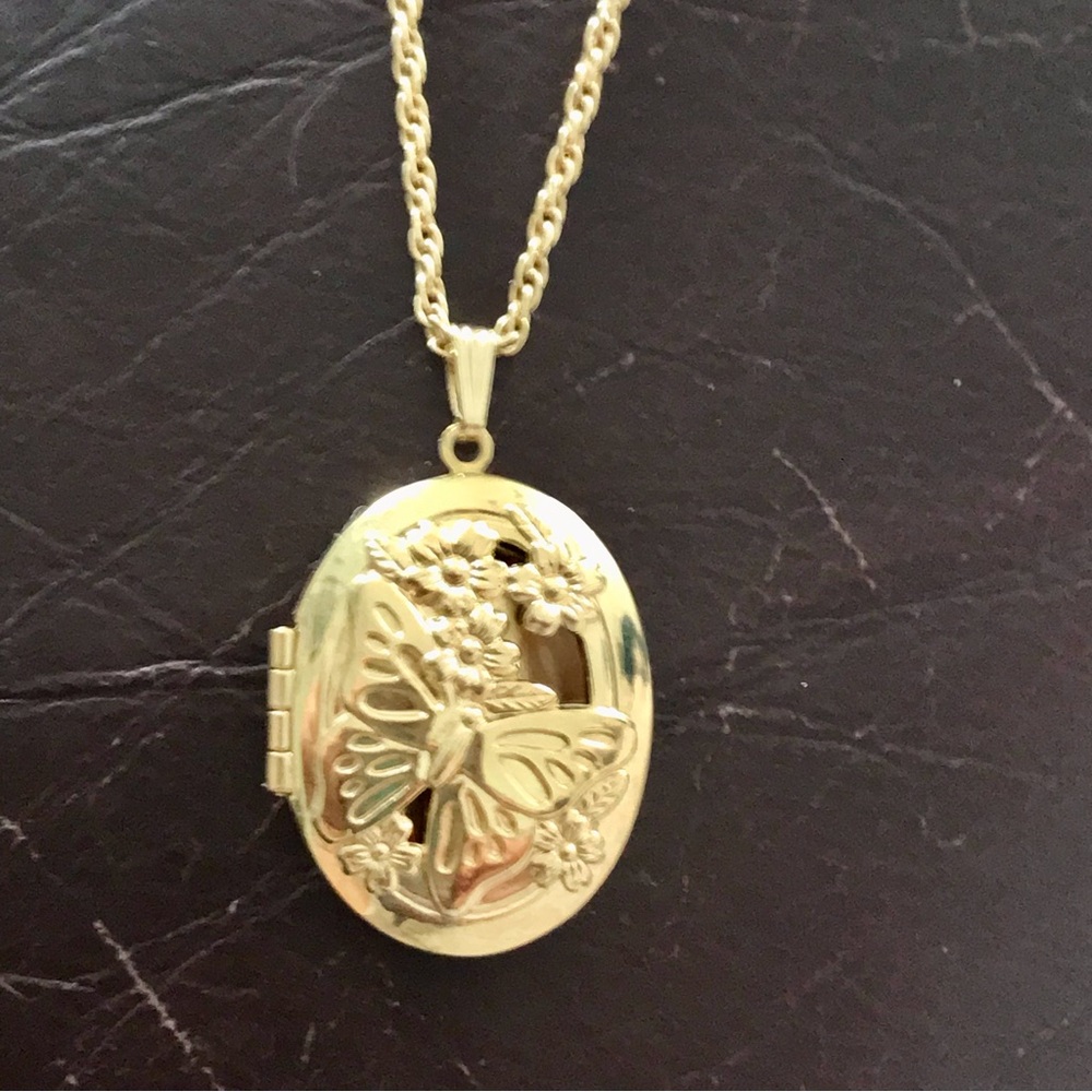 Avon Gold Butterfly Medallion Necklace